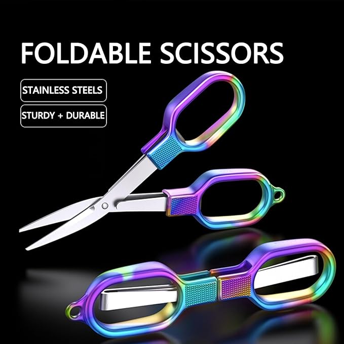 Folding Scissors, TSA Compliant and Portable, Compact, Safe Travel Scissors, Stainless Steel Retractable, 1 Pcs