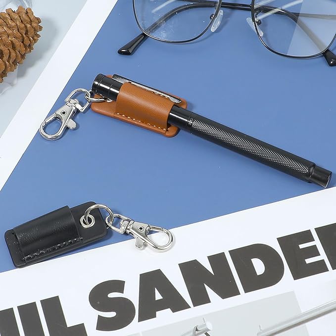 2 Pieces Pen Lanyard Holder Keychain, Anti-Lost Clip for Neck, Portable PU Leather Holder for Clipboard Badge