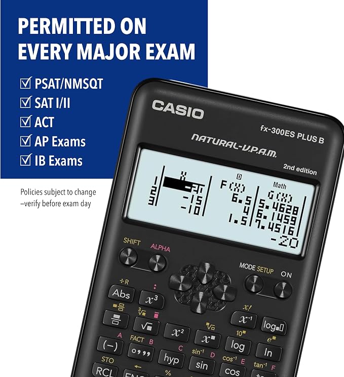 Casio FX-300ESPLSB-WAIT Scientific Calculator | Compact scientific calculator built for everyday middle and high school math coursework