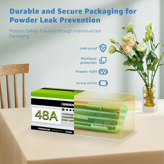greencycle 48A CF248A Compatible M15w M28w Toner Cartridge Replacement for HP 48A CF248A Toner Cartridge for Pro M15a M16w M16a MFP M28a M29w M29a M30w M31w Printer (Black, 2 Pack)