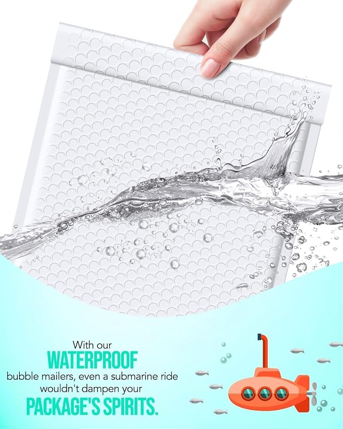 GSSUSA White Bubble Mailers 8.5x12" 500 Pack Padded Envelopes Self Seal | 8.5x11" Usable Size, Shipping Bags for Clothes Books, Strong Adhesion, Tear Proof Waterproof, Small Business Package Supplies