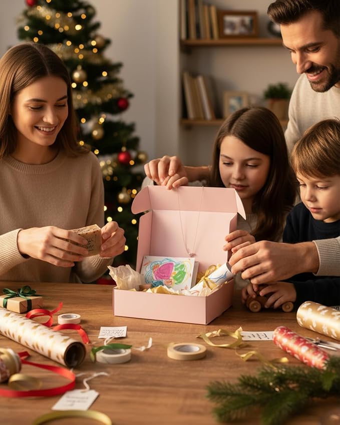 Small Shipping Boxes, 50 Pack Cardboard Box Corrugated Mailer Boxes Small Corrugated Boxes For Shipping Packaging Craft Gifts Giving Products, 6 x 4 x 1.6 Inches (Light Pink)