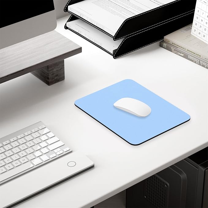 Hsurbtra Mouse Pad, Premium-Textured Square Mousepad 7 x 9 Inch, Thick 3 mm Anti-Slip Waterproof Rubber Pretty Cute Computer Mat for Office Gaming Laptop Women Kids Sky Blue