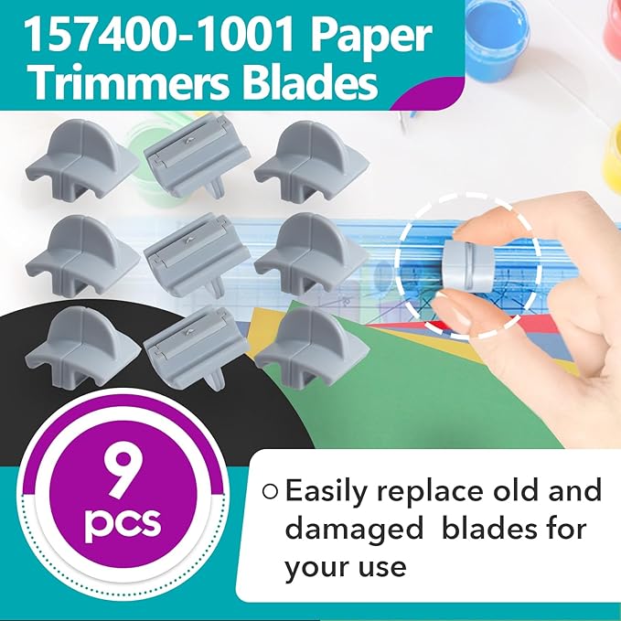 9 Pcs 157400-1001 Paper Trimmers Blades Compatible with Fiskars Blades, Compatible with 12" Portable Paper Cutter Style I Blade 1968701005, Grey
