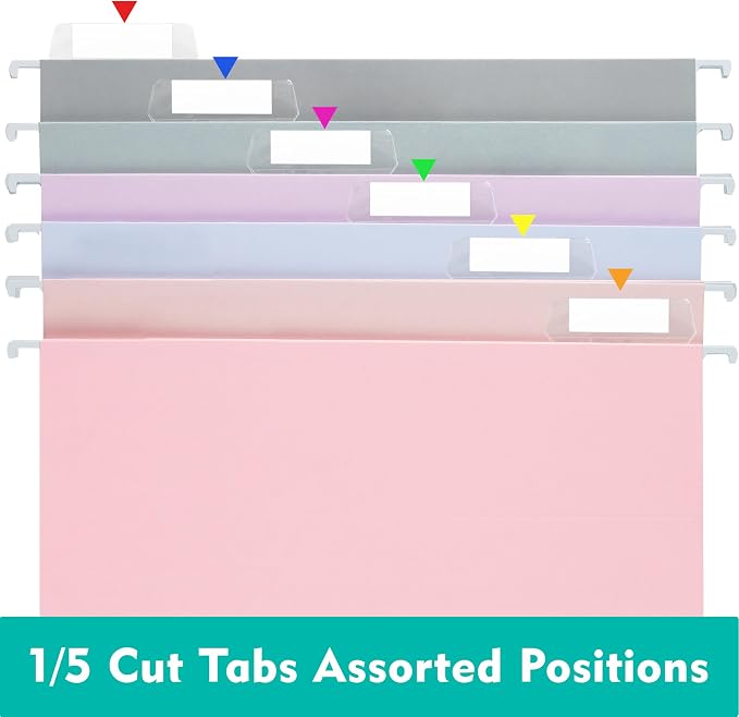 Zzrywuty Hanging File Folders Letter Size, 30-Pack Hanging File Folder with 1/5-Cut Tabs, Pastel File Folders Hanging Organizers for Filing Cabinet, Bulky Files & Medical Charts