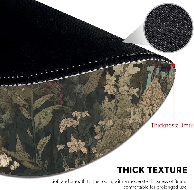 Botanical Elegance Wildflower Mouse Pad - Nature's Palette for Your Desk, Stitched Edges Non-Slip Rubber Base Mouse Pads for Computers Laptop