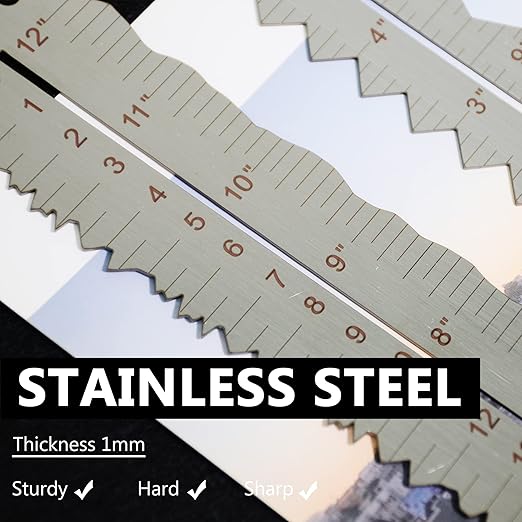 Stainless Steel Metal Paper Tearing Ruler for Cutting Paper to Irregular Edges 12'' Measuring Tool for School Office Architect and Drawing