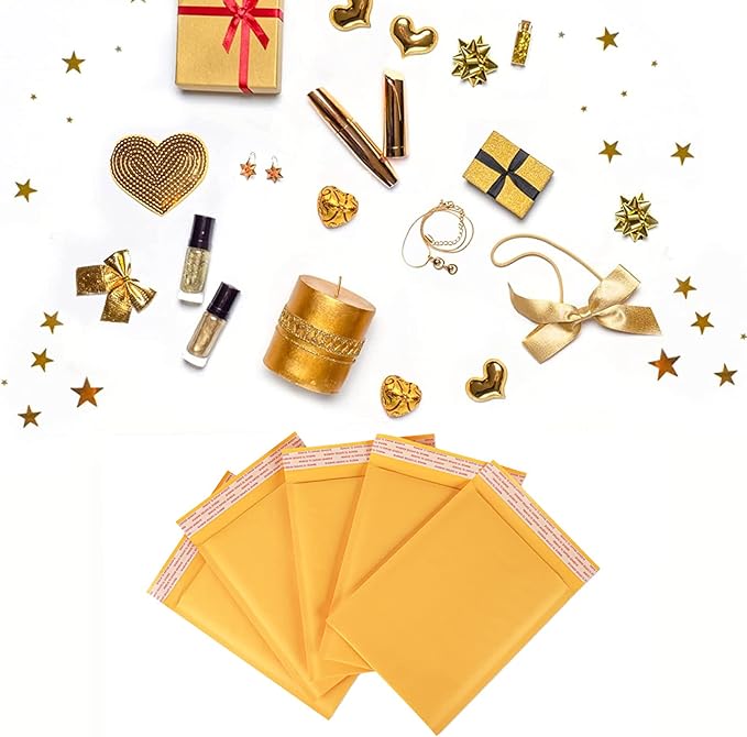 FCLMHD Bubble mailers 6x9 100Pack Yellow Padded Envelopes Discount Small Business Mailing Packages Self Sealing Tear Resistant Boutique Bulk Mail Shipping Bags for Jewelry Makeup Supplies.