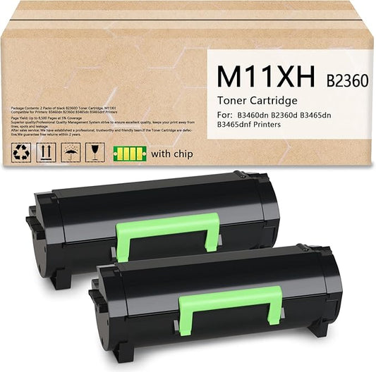 B2360 Toner Cartridge Black High Yield-8500 Pages (M11XH Toner) Replacement for Dell B2360dn Toner B2360d B3460dn B3465dn B3465dnf B3465dnf MFP Printers (2 Packs)