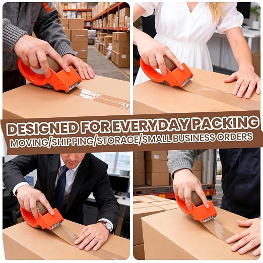 ADHES Brown Packing Tape with Dispenser, 1.88in x 55yds x 2.6mil | Heavy Duty Shipping & Packaging Tape, Strong Adhesive Carton Sealing Tape, Bulk 48 Rolls
