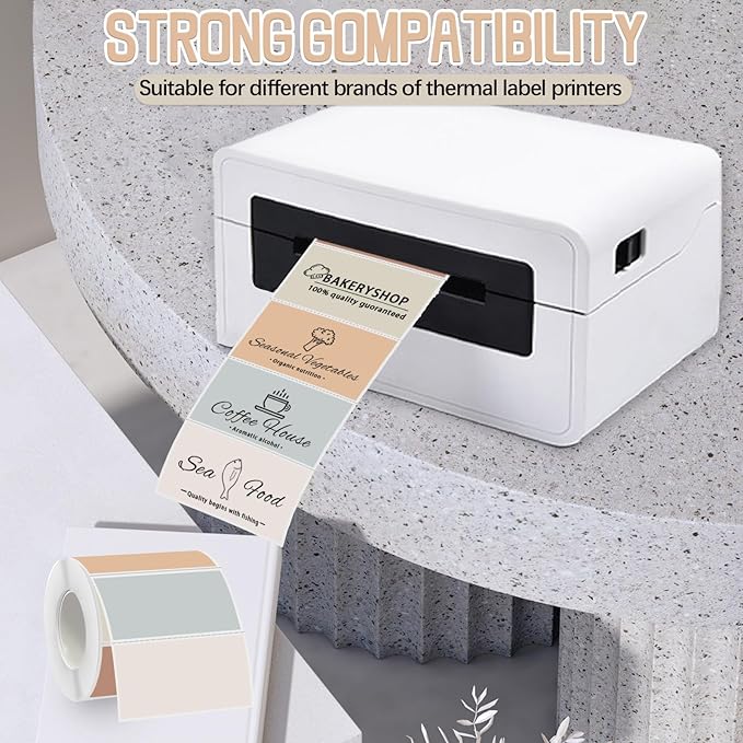 Starboling 2x1 Thermal Labels,Address Barcode Self-Adhesive Thermal Printer Stickers for Logo Design,Name/Price Tag,Address（Beige Gradient）