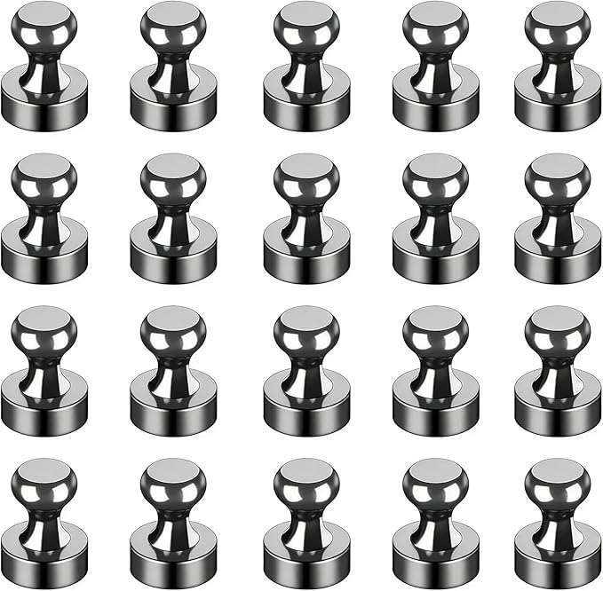 Strong Fridge Magnets, 20 Pcs, 12 x 16mm, Black, Heavy Duty Magnetic Push Pins for Refrigerator, Whiteboard, Office, Classroom, Kitchen & Locker Decor
