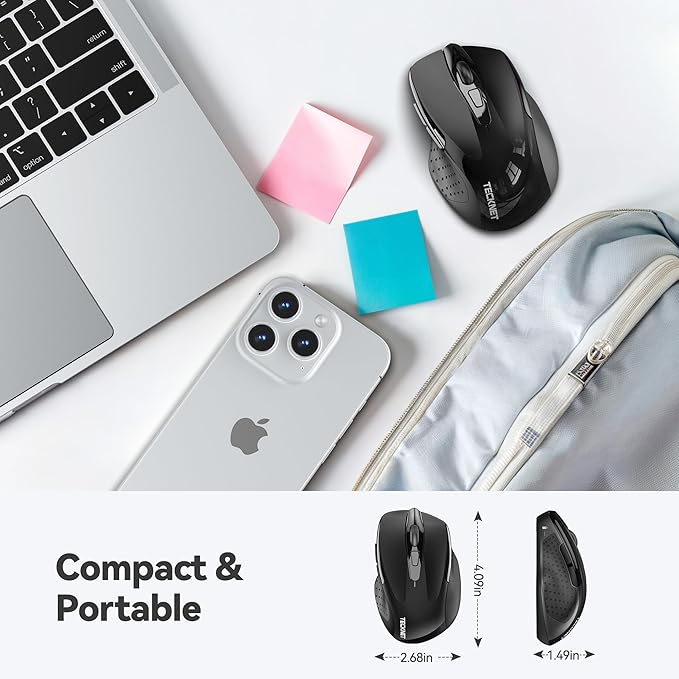 TECKNET Wireless Mouse for Laptop, Silent Mouse Quiet Click, Computer Mice Wireless, 6 Adjustable 4000 DPI Computer Mice