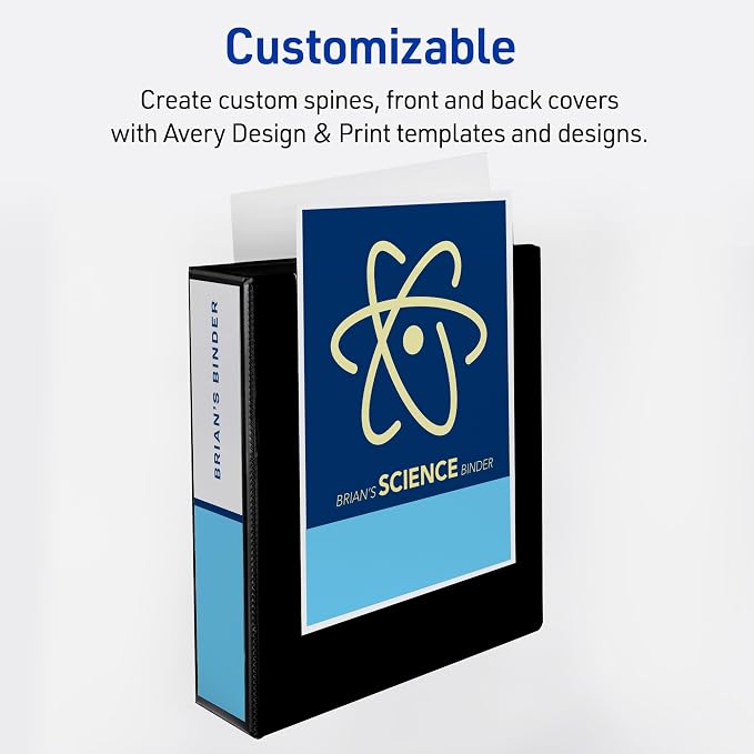 Avery® Heavy-Duty 3 Ring Binder, 2" Slant Rings, 1 White Binder | For Heavy School, Home and Office Use, DuraHinge Tear-Resistant Spine, DuraEdge Split-Resistant Sides, Clear Pockets