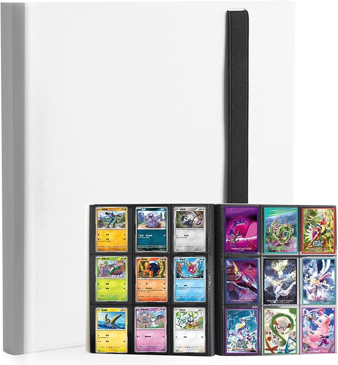 Card Binder, 9 Pocket Trading Card Album Folder,20 Pages, 360 Card Capacity Sports Card Binder, Premium Card Binders Compatible with MTG, TCG, Baseball Cards (White)