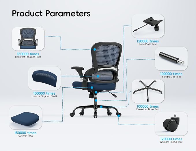 TRALT Office Chair - Ergonomic Office Chair with Back Support for Adults | Home Office Desk Chair with Lumbar Support - Ergonomic Mesh Chairs 330 lb Wide Seat for Work, Office, Gaming(Dark Blue)