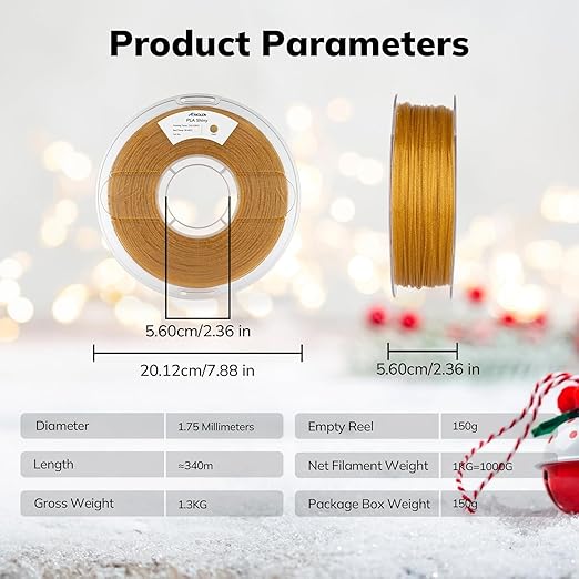 AMOLEN 2kg PLA Pack Glitter Gold & Glitter Silver 3D Printer Filament 1.75mm Shiny Gold Shiny Silver with Sparkles and Glitters Pla 2KG Pack Dimensional Accuracy