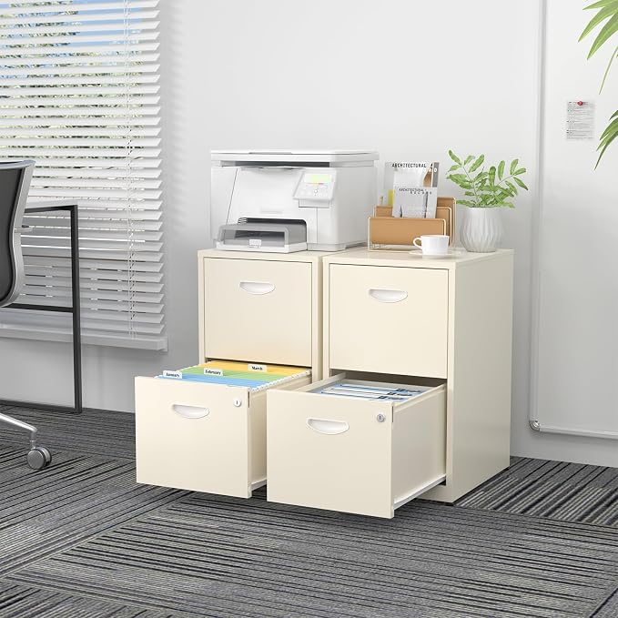 SteeLoong 2 Drawer File Cabinets,Metal Office File Cabinet with Lock,Cream | Filing Cabinets for Home Office,Vertical Modern File Cabinet Office Two Drawers for Hanging Letter,Assembly Required