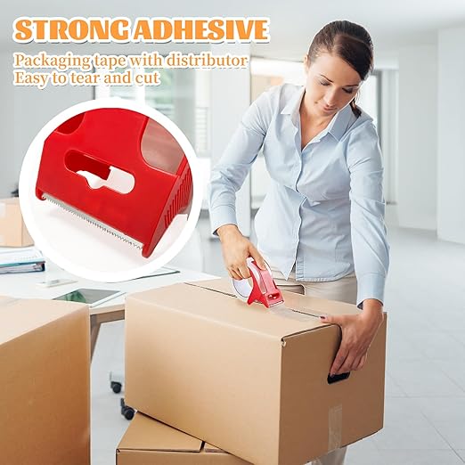 2-Pack Clear Packing Tape with Dispenser, 2.7mil x 1.88 Inches x 55 Yards Heavy Duty Packaging Tape, Strong Adhesive Packing Tape for Moving Boxes, Shipping, Mailing and Storages