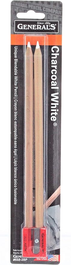 2-Pack - General Pencil 5582BP Charcoal White Pencils 2/Pkg-2B
