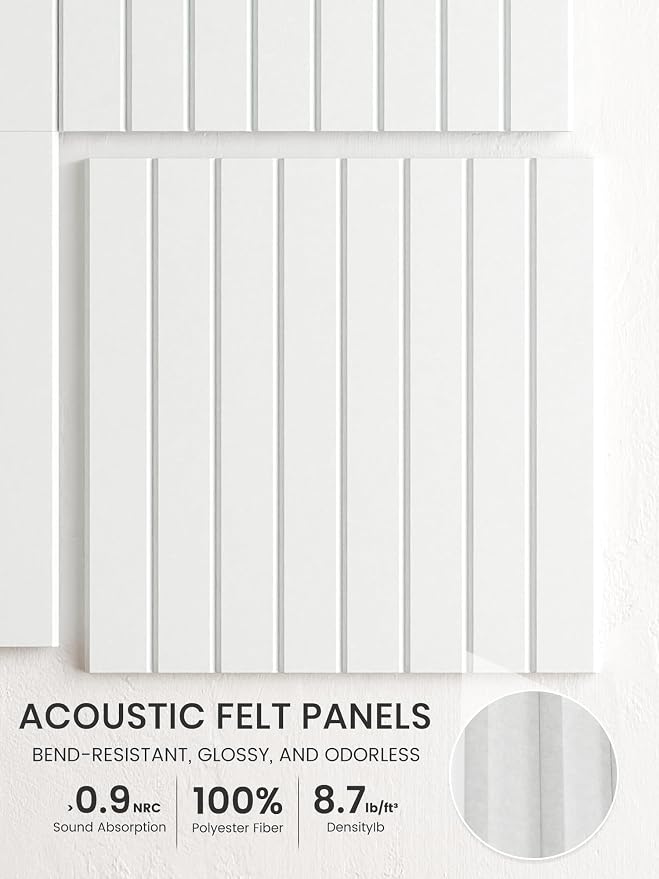 Bumusty 36"x 24" Large Felt Bulletin Board Tiles,Cold White | 6-Pack Cork Board Alternative, Wall Decor, 30 Pushpins, 30 Adhesive Tabs, Vision Board, Office, Classroom, Home, Dorm