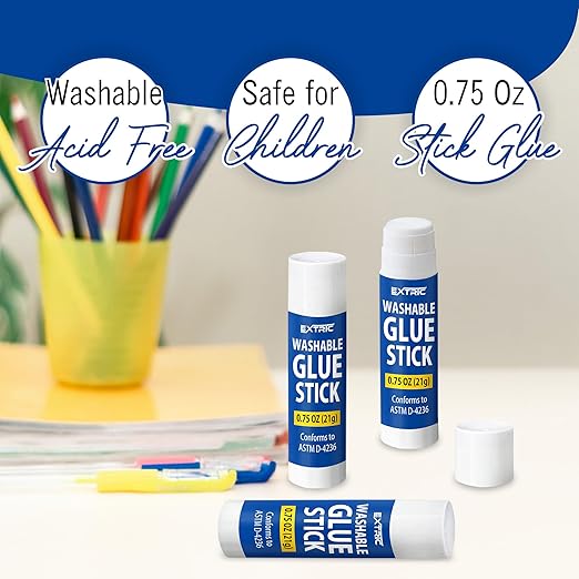 Glue Sticks Bulk Classroom, White Glue Sticks for Kids 36 Count, 0.75 Ounce, Washable All Purpose, for Kids, School and Home