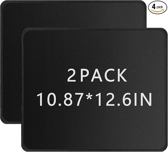 2 Pack Black Mouse pad Bulk with Stitched Edge,10.87x12.6 inches 3mm Thickness Premium Textured Non-Slip Rubber Base Washable for Office and Home Use