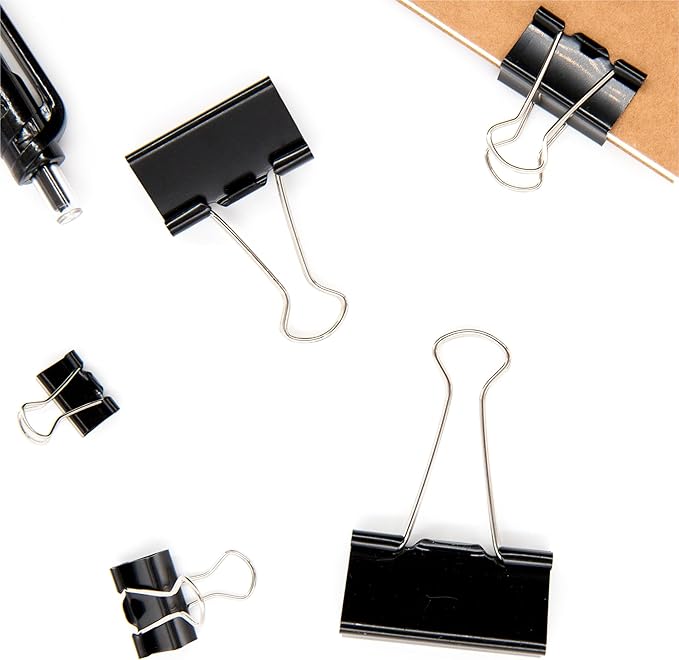DSTELIN Binder Clips Paper Clamps Assorted Sizes 150 Count (Black), Large, Medium, Small, X Small and Micro, 5 Sizes in One Pack, Meet Your Different Using Needs.