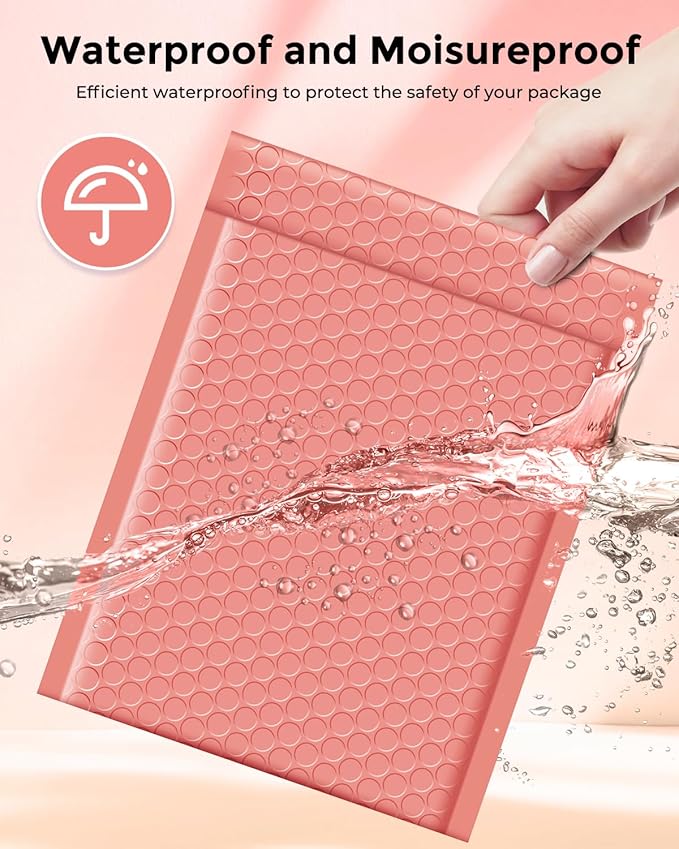 Metronic Bubble Mailers 6x10" 600 Pack Pale Pink Self-Seal Padded Envelopes Usable Size 6x9" Waterproof Bubble Envelopes Bulk for Small Business Padded Mailers for Mailing Jewelry #0