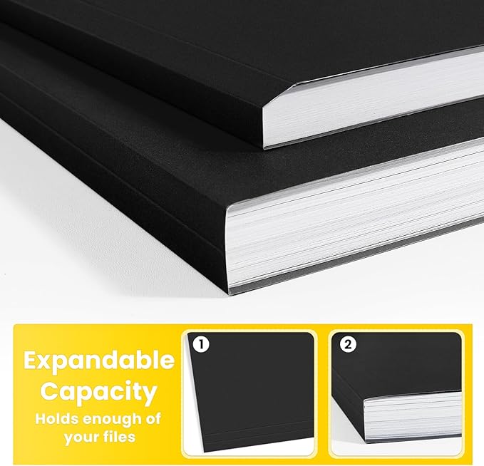 SUNEE File Folders, 120 Pack Manilla Folders 8.5 x 11, 1/3 Cut Tab for Easy Labeling and Organization, Durable Standard Paper for Home, Office, School Filing, Black