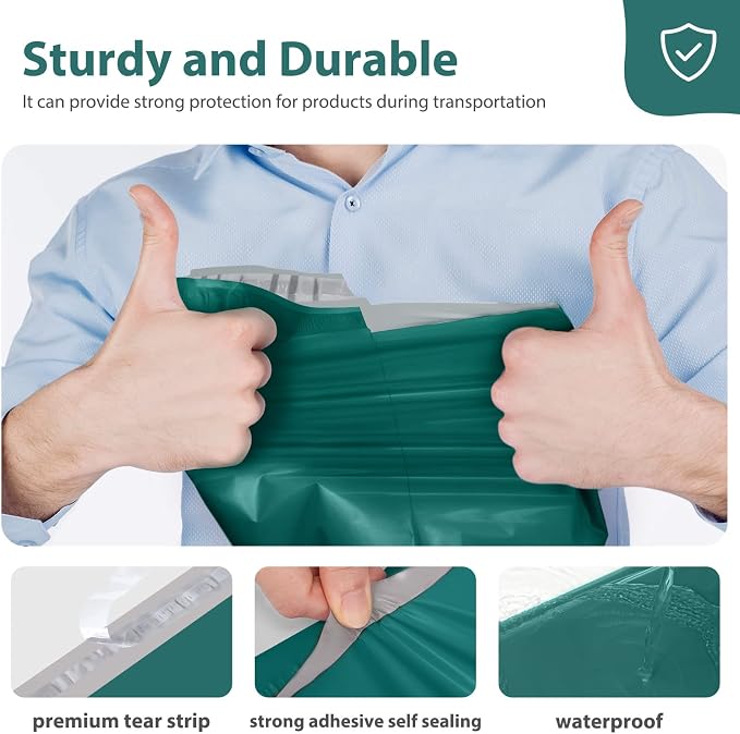 Fuxury Poly Mailers 14.5x19" 100 Pcs,Large Shipping Bags for Clothing,Green | Heavy Duty Self Seal Mailing Envelope,Durable Waterproof Packaging Mailer Poly Bag For Large Clothes Business,Boutique&Online