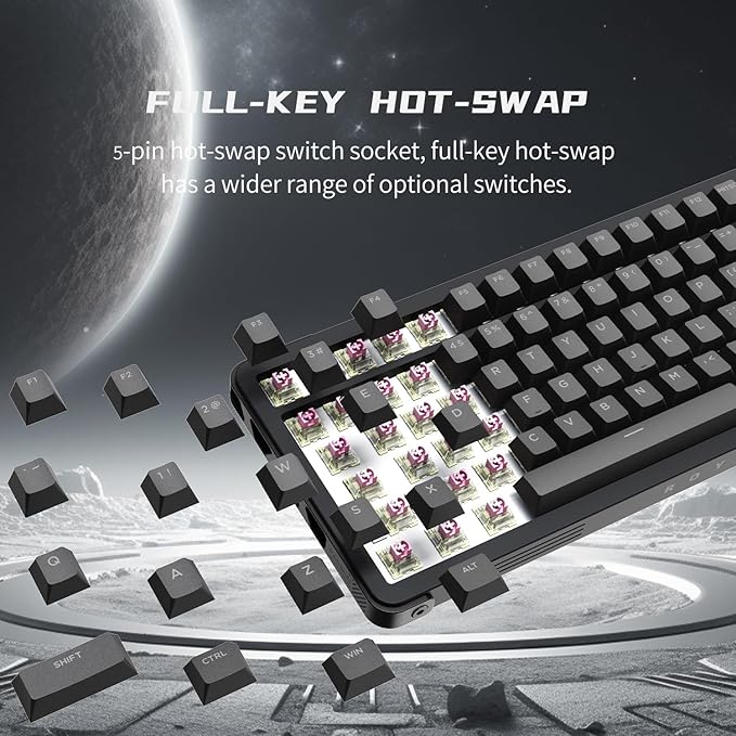 D98 Wireless Mechanical Keyboard, BT/2.4G/USB-C Tri-Mode Hot Swappable with PBT Keycaps, Linear Switches, Gasket Structure, RGB Backlit Gaming Keyboard for Win/Mac/iOS/Android
