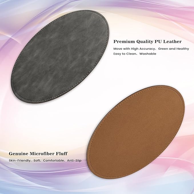 Mouse Pad，Round Mouse Pad，PU Mouse Pad，Leather Mouse Pad with Stitched Edge Micro-Fiber Base with Non-Slip Waterproof，Mouse Pad for Computers，Laptop，9 x 9 Inch (Fresh Green)