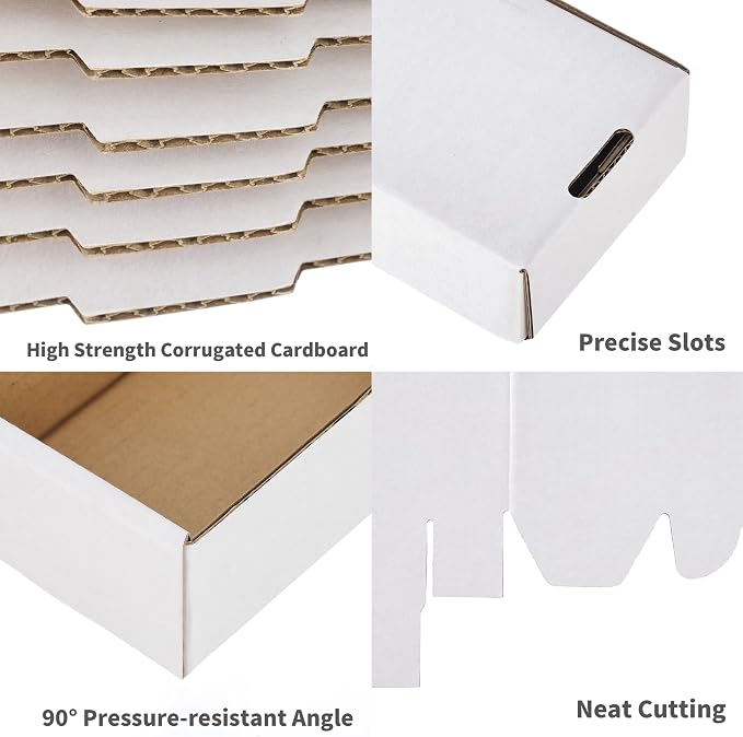 50 Pack 7x5x2 inches Shipping Boxes, Kraft Corrugated Small Cardboard Boxes Mailers for Mailing Packing, White