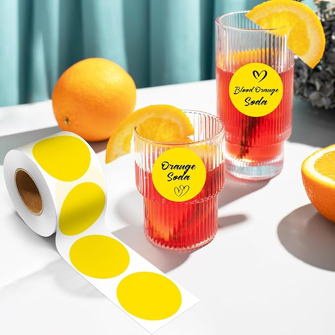 PARLAIM 2 Inch Round Adhesive Color-Code Dot Stickers,4Rolls/2000 per Rolls dots Label Dispenser Box, Circle Stickers Label Inch Coding Labels (Yellow)