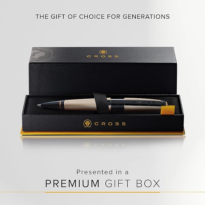 Cross Edge Matte Hazelnut Lacquer Gel Rollerball Pen, Black Ink - Elegant Accessory for Smooth Writing - Capless Slide-Open & Snap-Shut Design - Ergonomic Shape - Comfortable Grip - Ideal Gift
