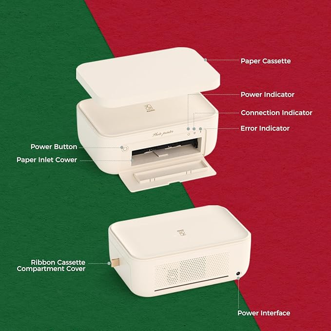HPRT 4x6 Photo Printer for iPhone & Android, with 20 Sheets & 1 Ribbon, Portable Picture Printer for Phone, Home Use, Ideal Easter Gift for Family & Friends, Beige