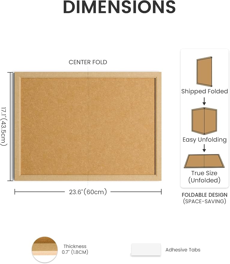 Fluxynara 23.6" x 17.1" Felt Frame Bulletin Board, Sunset Yellow | Cork Board Alternative with 12 Removable Adhesive Tabs, Foldable Pin Board for Wall, Home, Office, Classroom & Dorm