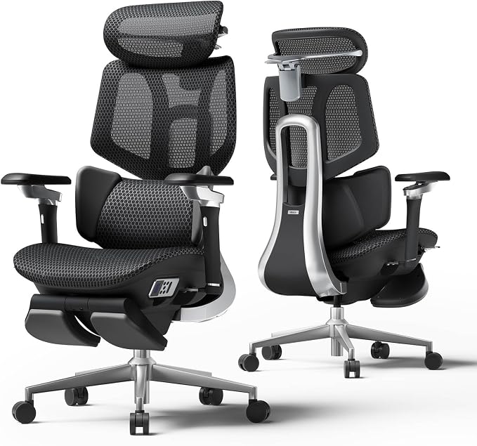 Hbada X7 Smart Ergonomic Chair, Office Chair, with Fully Automated Lumbar Tracking, 4D Adjustable Headrest, 720° Adjustable Armrests, Ventilated Seat Cushion, Swivel, Black