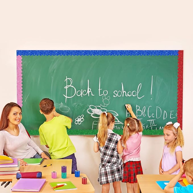 16 Rolls 263 ft Bulletin Board Borders Scalloped Border Trim Colorful Bulletin Board Strips Classroom Decoration Strips Decorative Poster for School Decor(Cute Color)