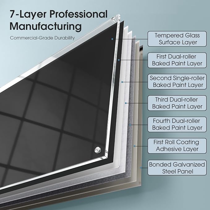 MaxGear 96" x 48" Glass Whiteboard Wall Mounted for Office Home Classroom | Magnetic Glass Dry Erase Board, Tempered Glass, Steel Backed, Non-Porous Surface, Frameless Design, Hardware Included