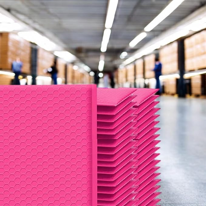 iMBAPrice 8.5x12 Inches Hot Pink Color Polybubble Bag, 100-Pack Medium Size #2 Self Seal Poly Bubble Mailers Padded Packing Envelopes (Total 100 Bags)