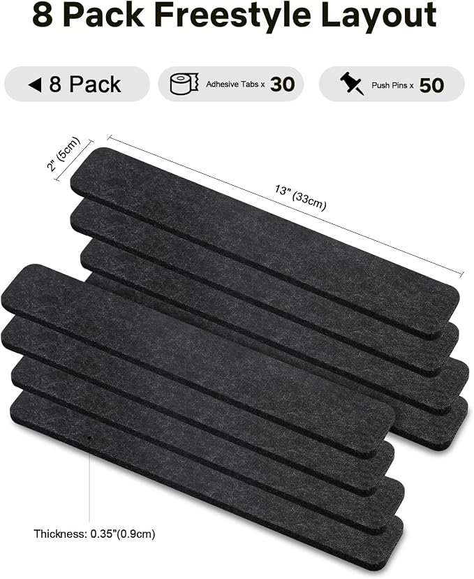 Small Cork Bulletin Board Tiles, Felt Wall Decor and Office Desk Accessories for Vision, Message Center, Picture and Prayer Board, Dorm, Room, Home Office Essentials and Organization(Charcoal Gray)