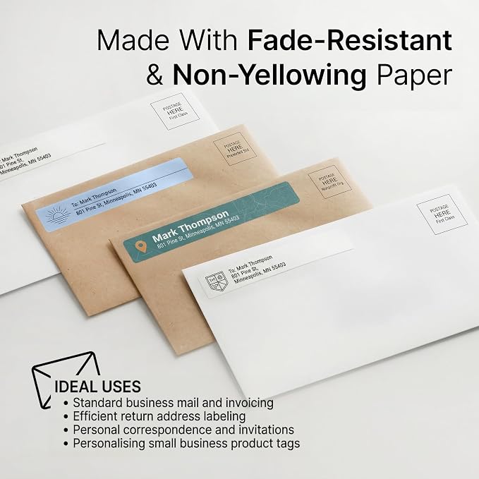 3 7/16" X 2/3" Matte White Printable Labels (30 Sheets, 900 Stickers) File | Folder, Address, Mailing Labels for Laser & Inkjet Printers - Spartan Industrial Template R012