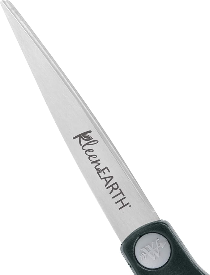 Westcott 8" KleenEarth Soft Handle Scissors, Black/Gray | 8 Inch Scissors with Recycled Handles, Durable Stainless Steel Blades & Soft Grips for Office & Home Use