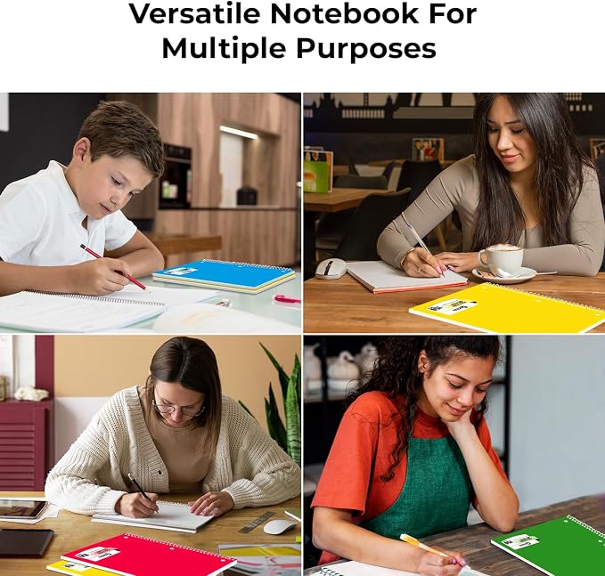 36 Pack 3 Subject Spiral Notebook College Ruled Bulk, 150 Sheets | Bulk Spiral Journal for School, Thick Paper, Extra Pages - 300 Pages, 8 x 10-1/2", 3 Hole Punched, Bulk Subject Notebooks