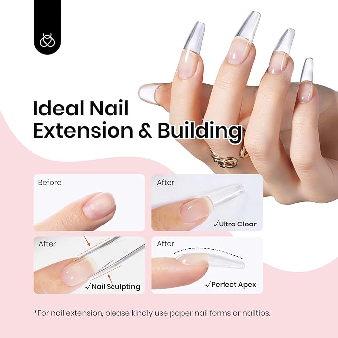 Beetles Low Heat Hard Gel-Mint Sheer Clear 1 oz 9 in 1 Nail Extension,Sculpting,Building Apex for Salon Professionals, Clear Builder Nail Gel, UV & LED Lamp Cured Needed