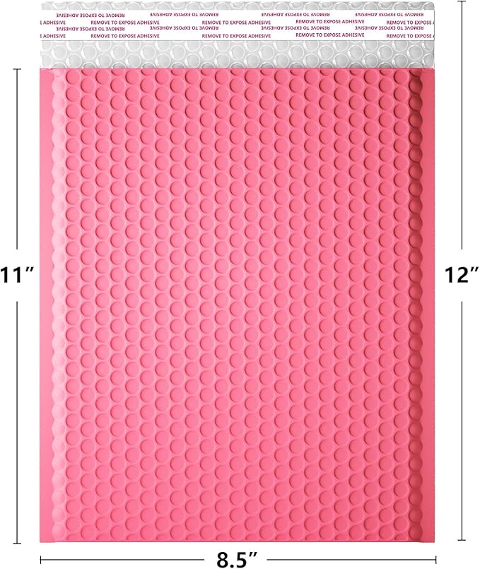 8.5 x 11 Inch Bubble Mailer 40 Pack, Waterproof Padded Envelopes with Strong Self-Seal Adhesive, Cushioning Shipping Bags with Bright Color for Small Business - Pink