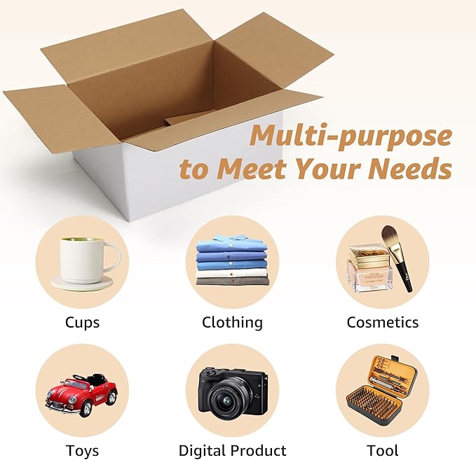 EXYGLO 15 Pack 12x9x6 Shipping Boxes for Small Business, White Corrugated Cardboard Small Box for Packaging, Moving, Mailing, and Storing