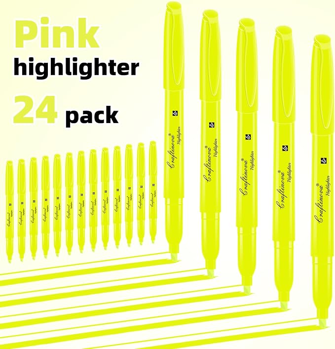 Yellow Highlighters 24 Count, Chisel Tip Highlighter Bulk, Dry Quickly, Perfect for Students Adults Highlighting, Organizing, Coloring in Classroom, School, Office
